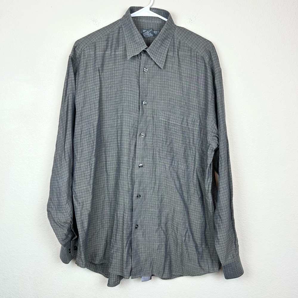 Mondo di Marco Gray Plaid Pattern Button-Down Shirt